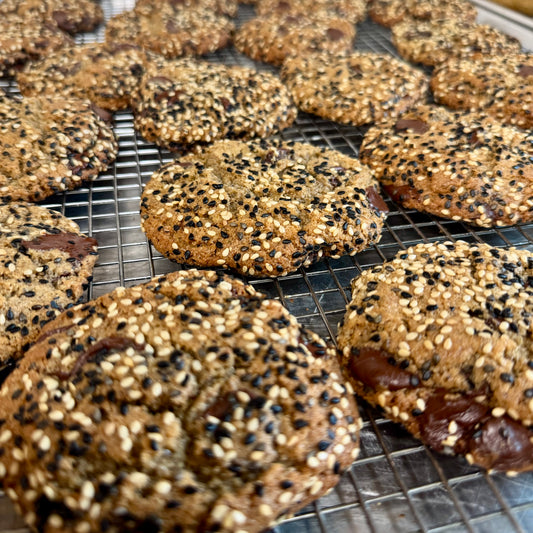 Tahini, Buckwheat & Dark Chocolate Cookies